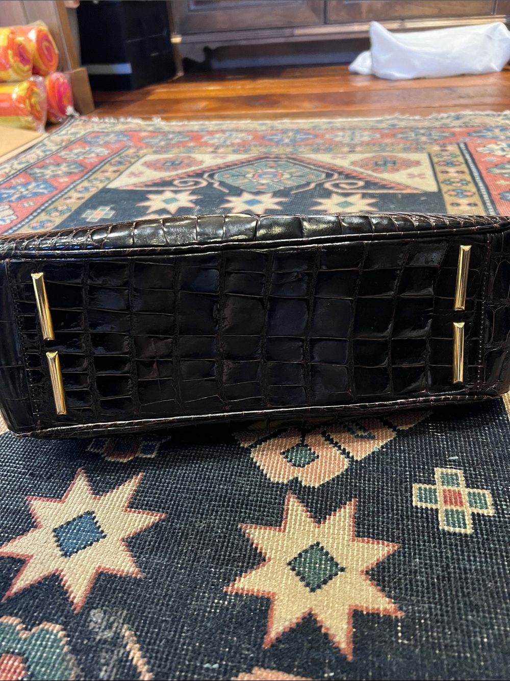 Vintage crocodile handbag chocolate brown - Picture 9 of 9